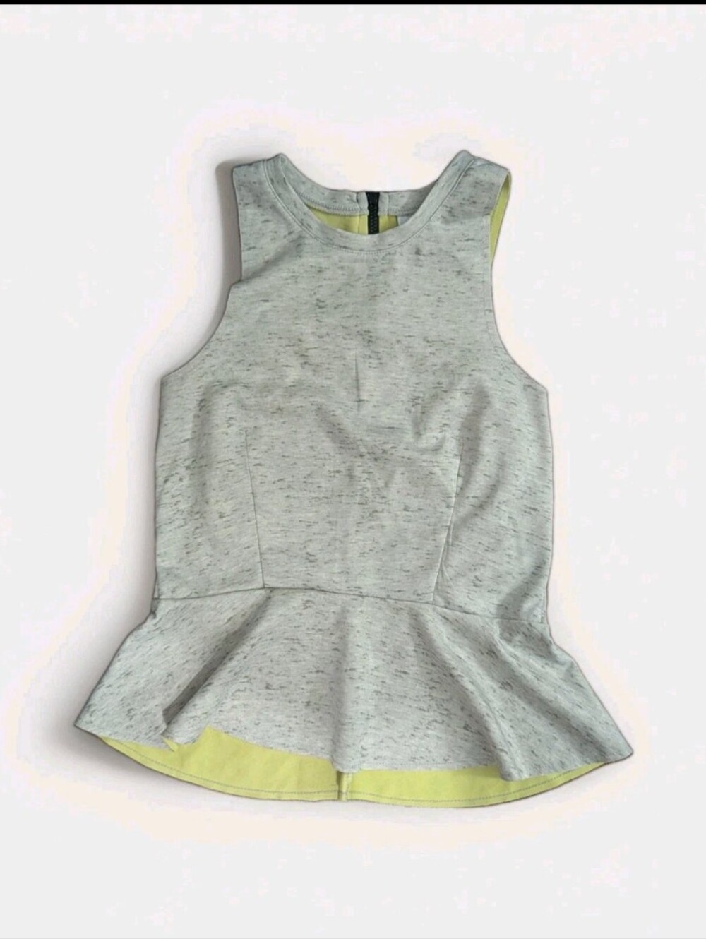 Bar III Cream Heathered Sleeveless Peplum Tank Top Medium Yellow Lined